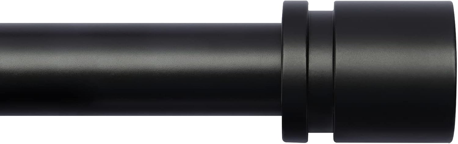 Black 1-Inch Adjustable Curtain Rods for Windows 16-144 Inches, Alumin