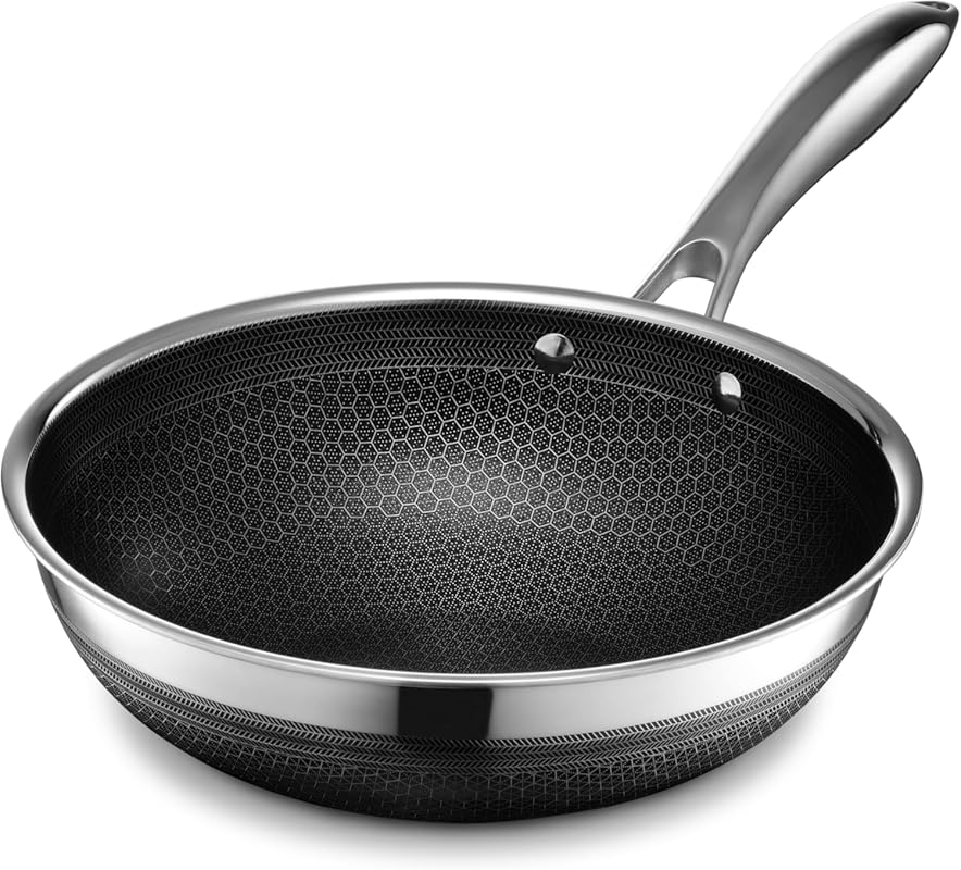 HexClad Hybrid Nonstick 10-Inch Wok: Stay-Cool Handle, Dishwasher & Ov