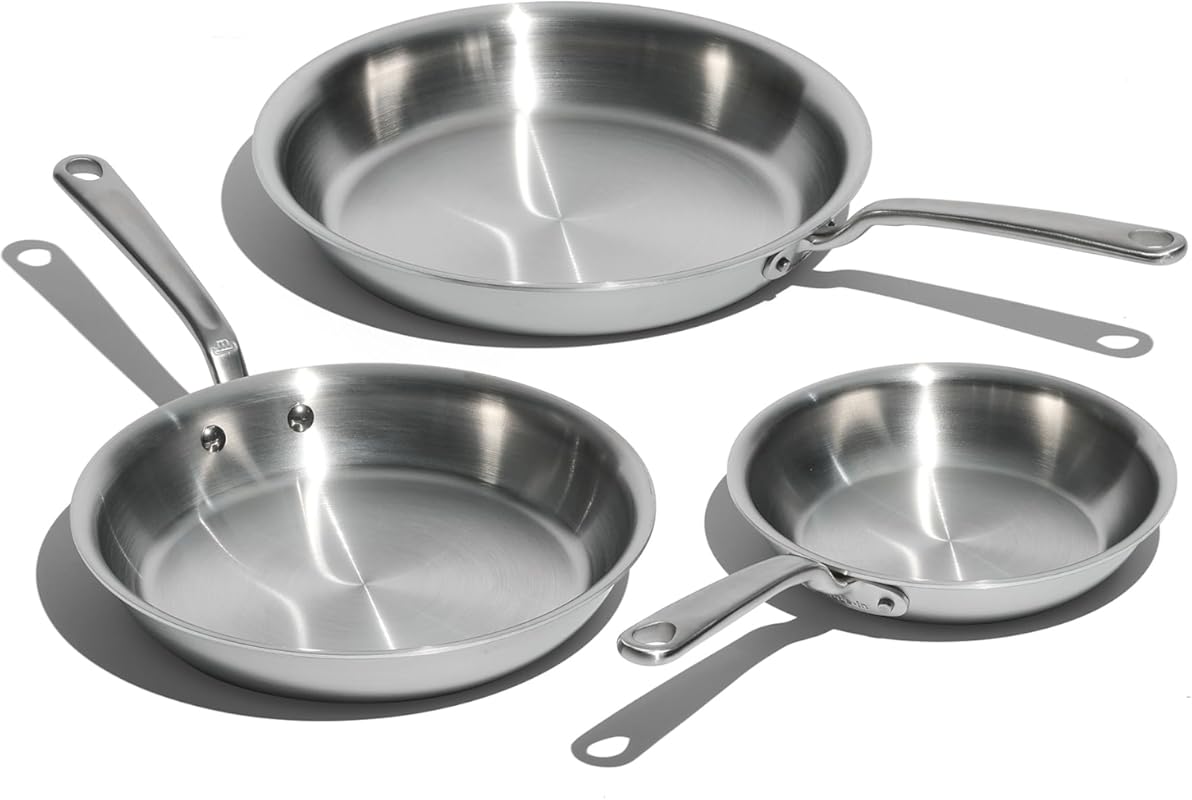 Made In 3-Piece Stainless Clad Frying Pan Set, 5 Ply, Induction Compat