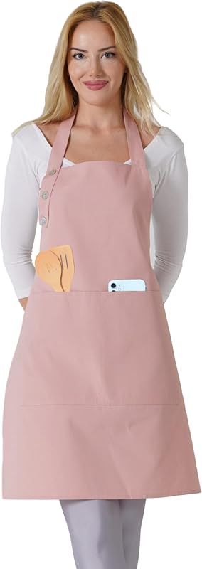 TOSHE Waterdrop Resistant Cotton Kitchen Apron for Women, Adjustable, 