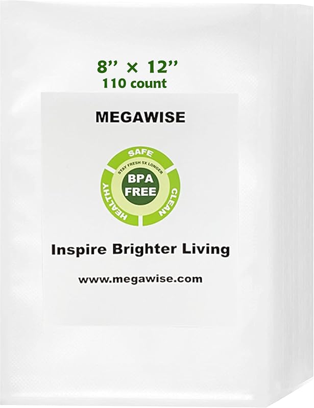 MEGAWISE Vacuum Sealer Bags (110-Pack, 8"x12") BPA-Free for Food Fresh