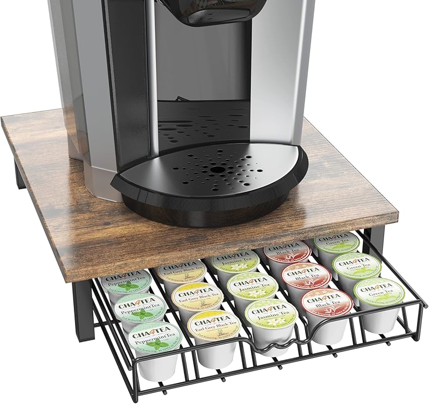 DecoBrothers Rustic Brown K-Cup Holder Drawer Organizer for 30 Coffee 