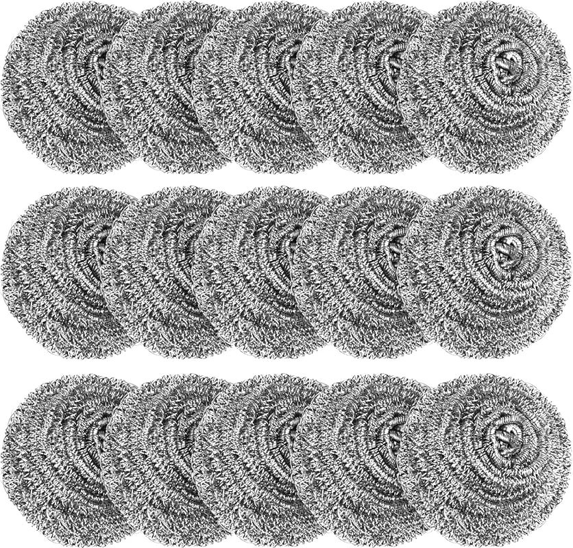 VOPTON Heavy Duty Stainless Steel Scrubbers (15-Pack): Metal Scouring 