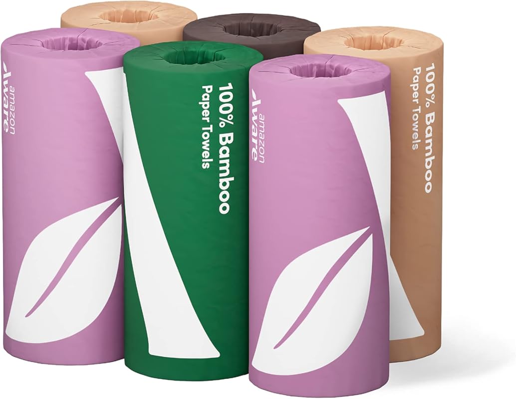 Amazon Aware Bamboo Paper Towels, 2-Ply, 6 Rolls, FSC Certified, 150 S