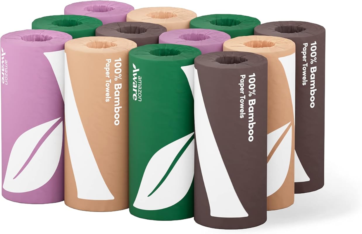 Amazon Aware Bamboo Paper Towels, 2-Ply, 12 Rolls, FSC Certified, 150