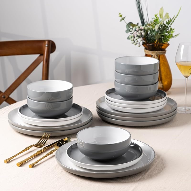 GBHOME 12-Piece Modern White Ceramic Dinnerware Set for 4, Scratch Res