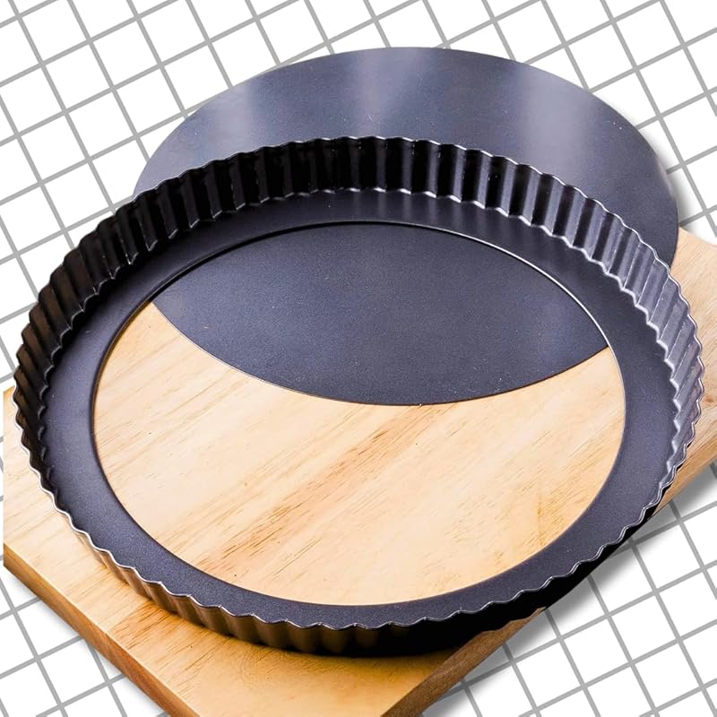 9 Inch Carbon Steel Tart and Quiche Pan with Removable Non-Stick Botto