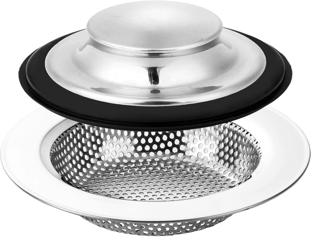 Stainless Steel Kitchen Sink Drain Strainer and Stopper Plug for Stand