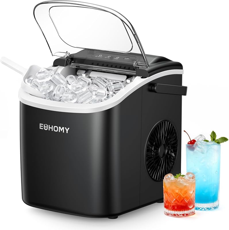 EUHOMY Portable Countertop Ice Maker Machine, Auto-Cleaning, 26lbs/24H
