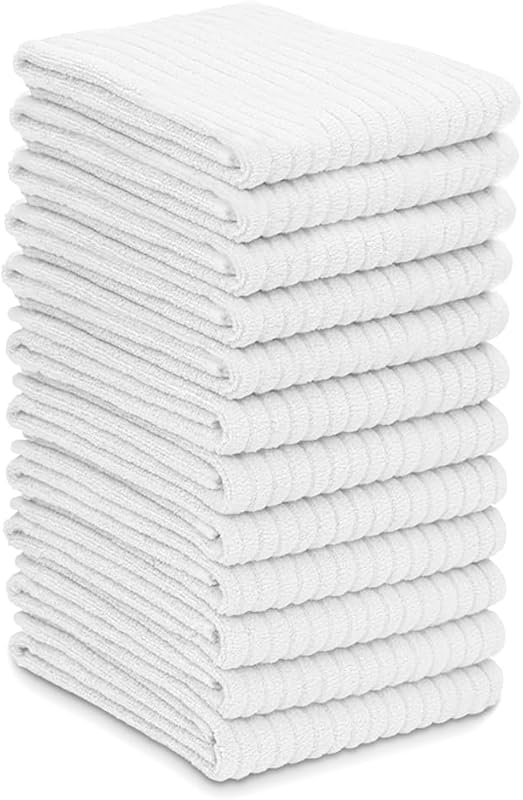 ZUPERIA Bar Mop Kitchen Towels - 12 Pack 16x19 100% Ring Spun Cotton A