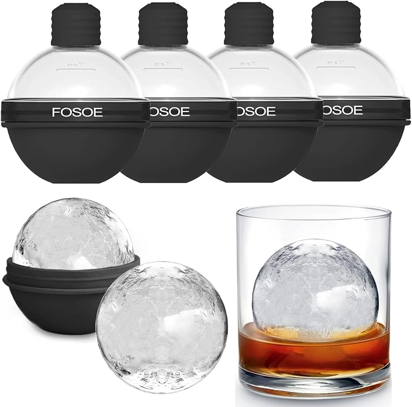 Silicone Ice Ball Molds for Whiskey & Cocktails, Set of 4 Round Sphere