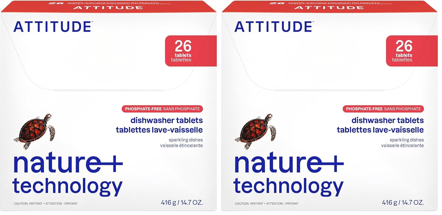 ATTITUDE Dishwasher Tablets, Plant & Mineral-Based, Phosphate-Free, Ve
