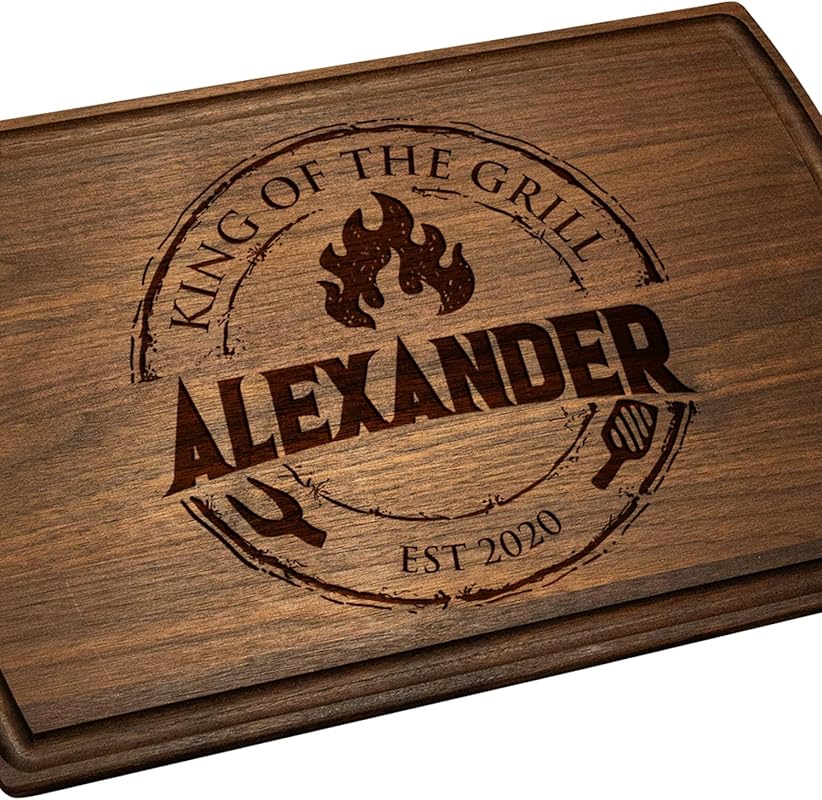 Personalized Custom Engraved Wood BBQ Cutting Board for Men – Unique G