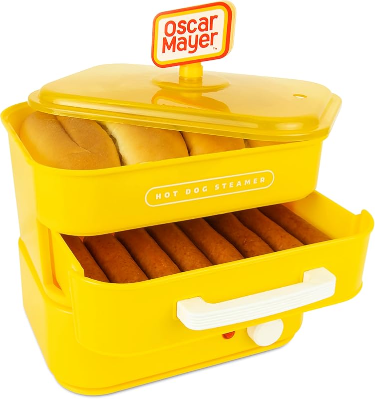 Nostalgia Oscar Mayer Diner-Style Hot Dog Steamer & Bun Warmer, Yellow