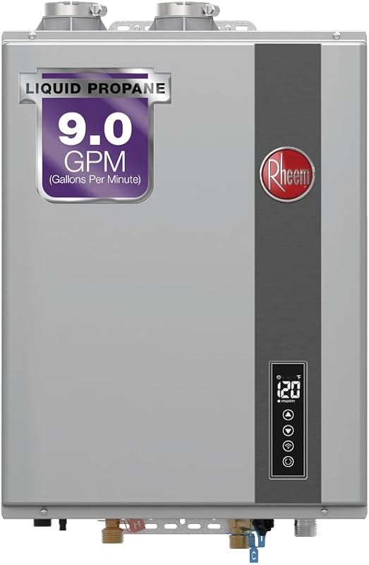 Rheem High Efficiency Indoor Condensing Tankless Liquid Propane Water 
