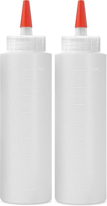 Homestead Choice 16 oz BPA Free Plastic Squeeze Bottles, 2-Pack, for S