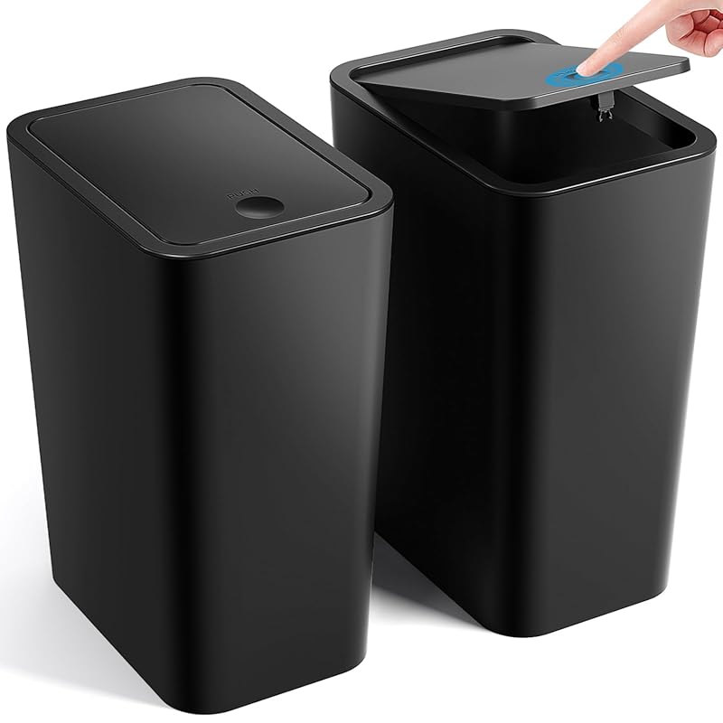 2 Pack 4 Gallon Bathroom Trash Cans with Pop-Up Lids