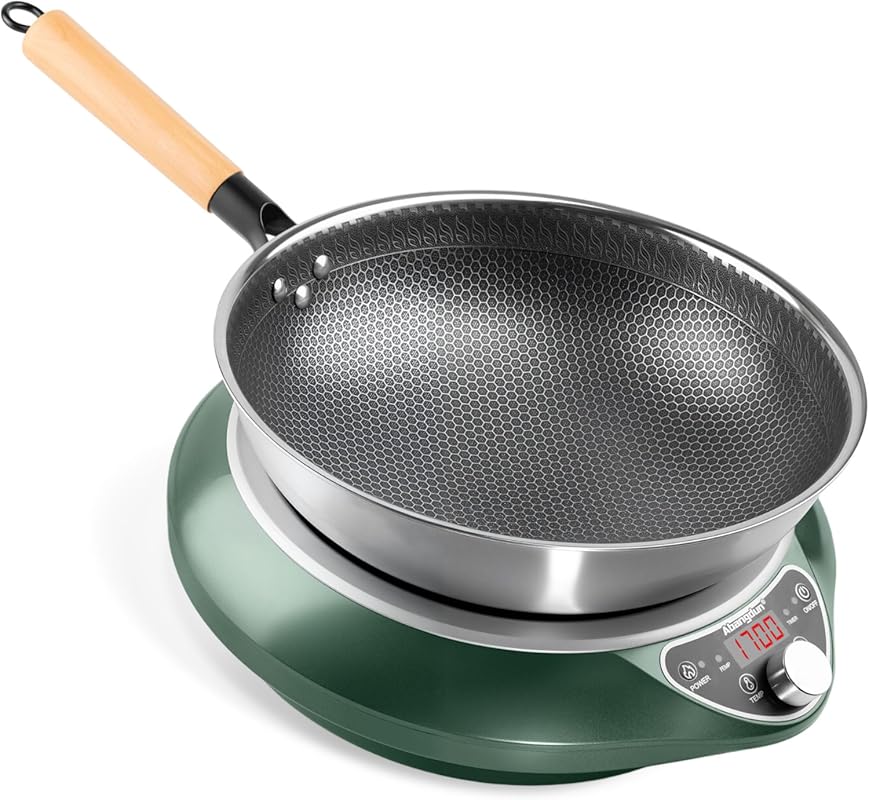 1700W Commercial Concave Induction Wok Cooktop with Continuous Heating