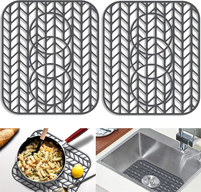 GUUKIN Folding Silicone Sink Protectors, 2 Pack Non-slip Grid Mat for