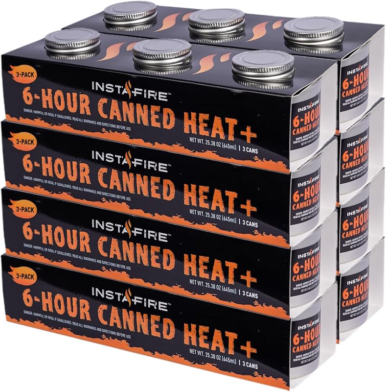 InstaFire 6-Hour Canned Heat, 24 Cans for Cooking, Camping, Emergency