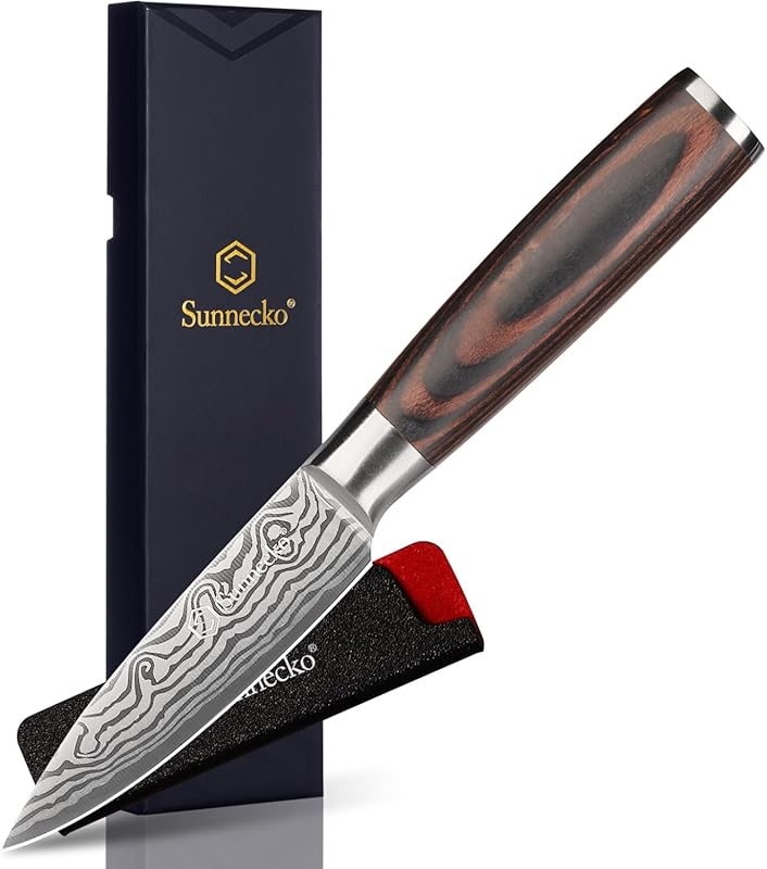 Sunnecko 3.5 Inch Paring Knife: Sharp High Carbon Stainless Steel Frui