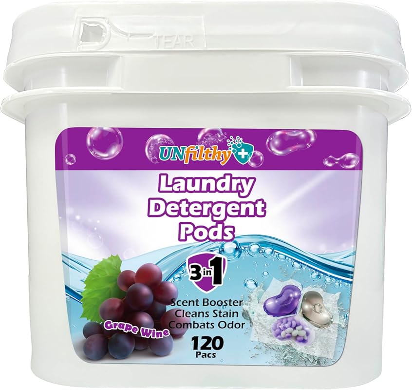 UNfilthy Concentrated Grape Wine Laundry Pacs (120 Count), Powerful Cl