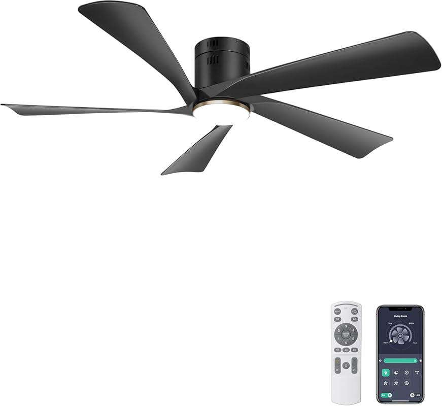 Ohniyou 52” Low Profile Ceiling Fan with Lights, Remote, App Control, 