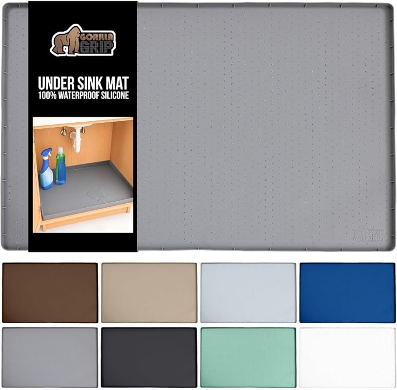 GORILLA GRIP Gray Waterproof Silicone Under Sink Mat 34