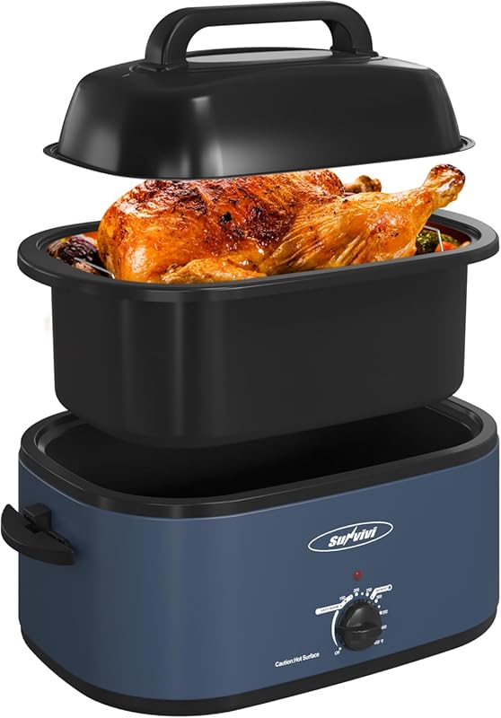 Sunvivi 22 Quart Electric Roaster Oven with Visible Self-Basting Lid,