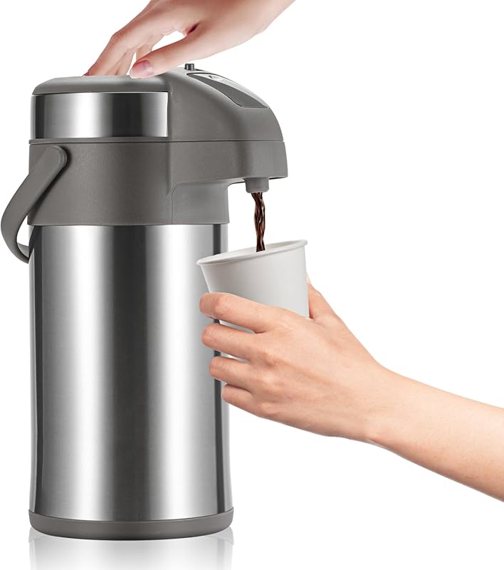 OJOJ 4L/133OZ Thermal Stainless Steel Airpot Coffee Carafe with Pump f