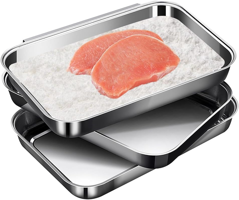 3-Piece Stainless Steel Breading Pans Set: Interlocking Trays for Chic