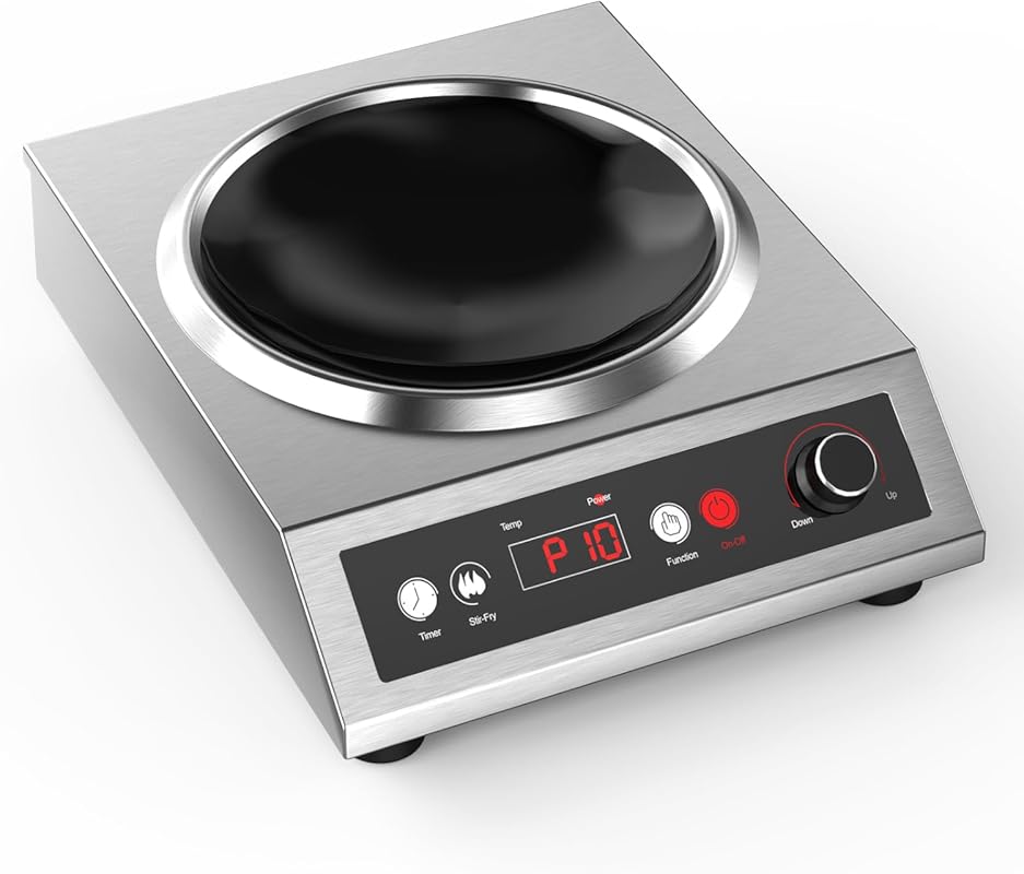 1800W Electric Induction Wok Cooktop for Home & Commercial Use with Co