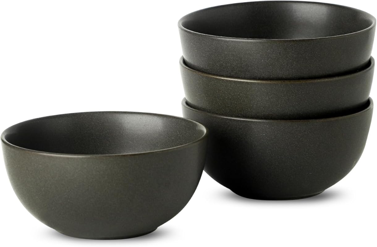 Matte Black 24oz Ceramic Cereal & Soup Bowls Set of 4