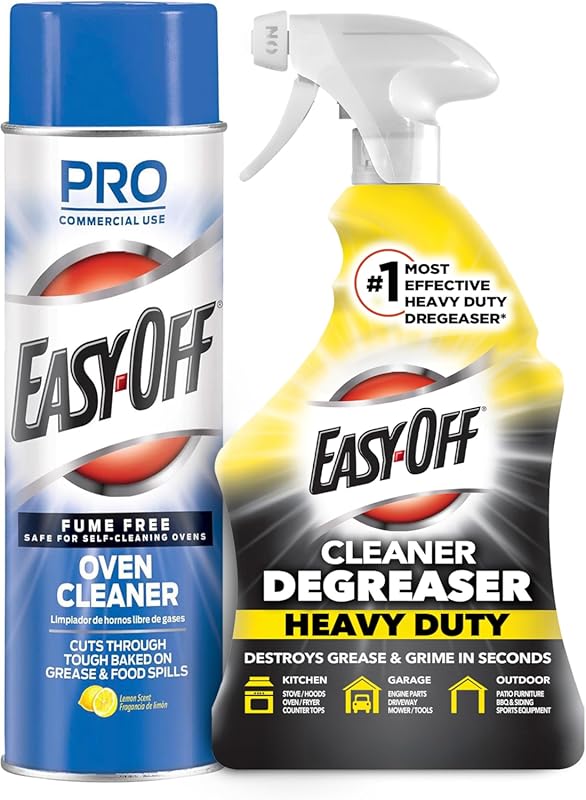 Easy-Off Bundle: Fume Free Lemon Oven Cleaner (24oz) & Heavy Duty Degr