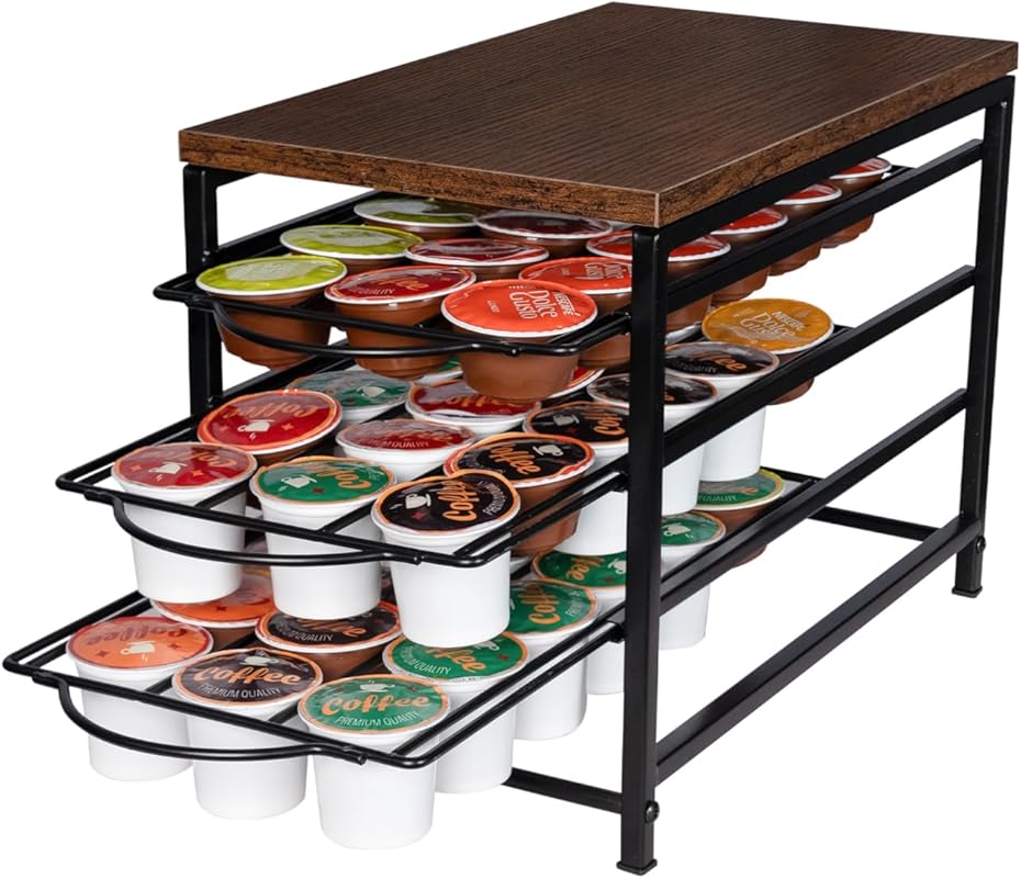Black 3-Tier K-Cup Coffee Pod Drawer Holder Organizer (54 Capacity) fo