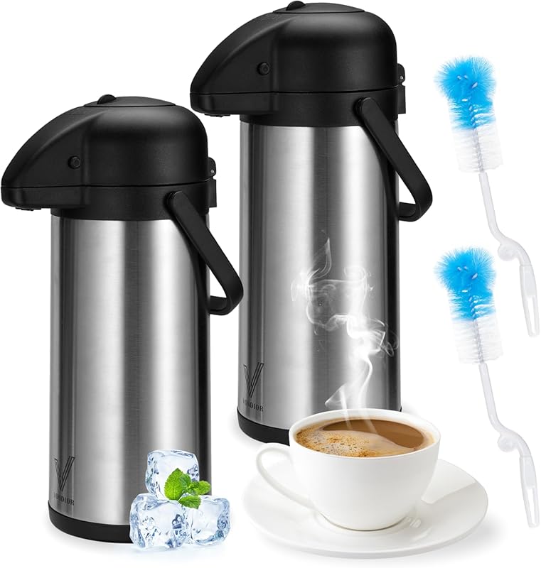 2-Pack 102 oz Insulated Stainless Steel Airpot Coffee Dispenser with P