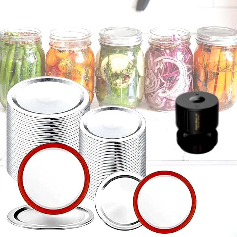 48-Pack Vacuum Seal Mason Jar Lids for Wide & Regular Mouth, Electric 