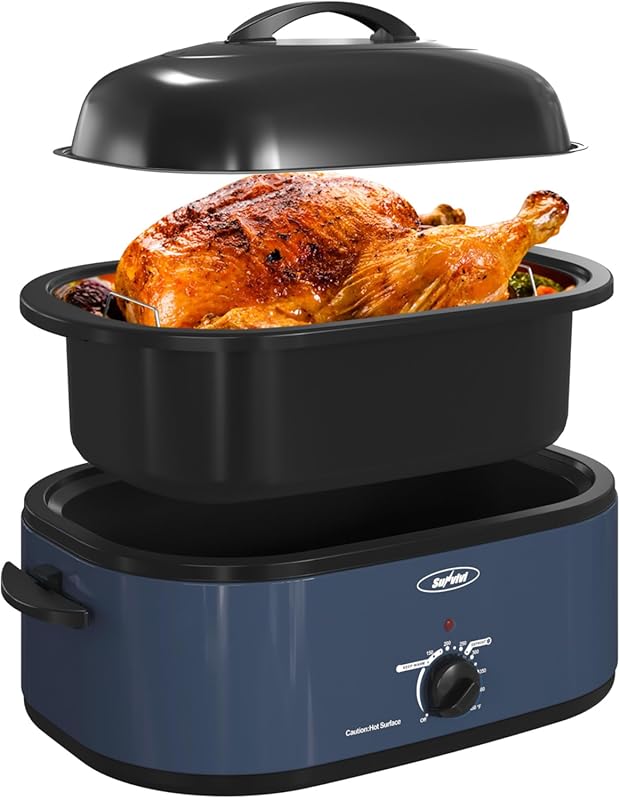 Sunvivi 20-Quart Electric Roaster Oven with Self-Basting Lid, Defrost/