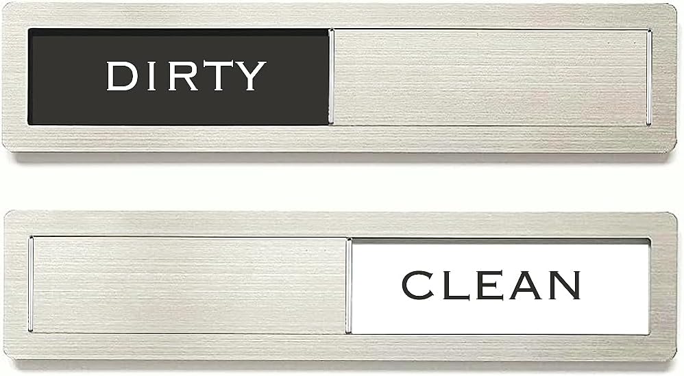 Premium Stainless Steel Dishwasher Clean Dirty Magnet Sign: Non-Scratc