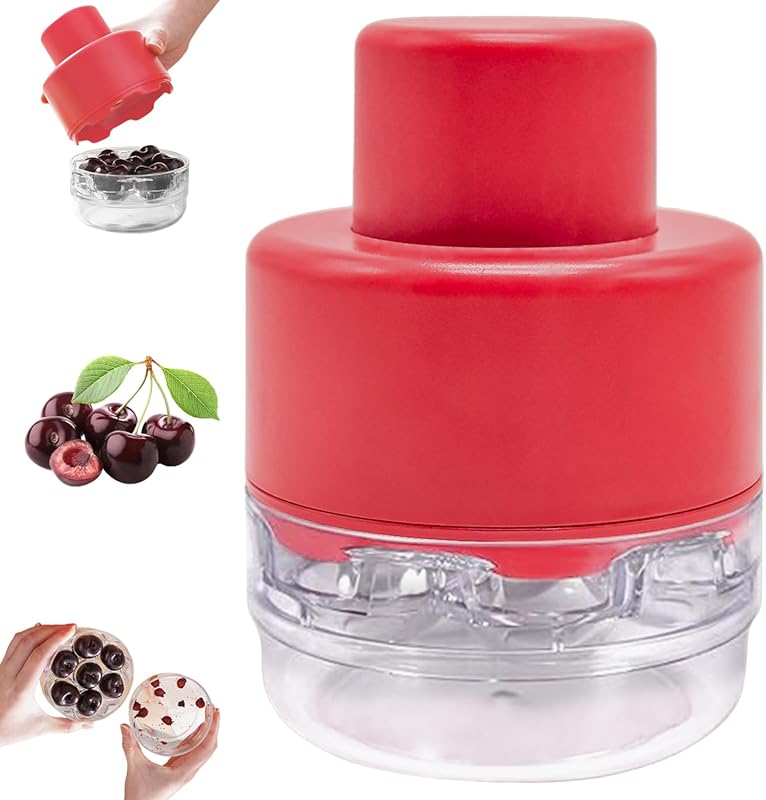 7-in-1 Multiple Cherry Pitter Tool, Push Type Portable Corer with 7 Ho