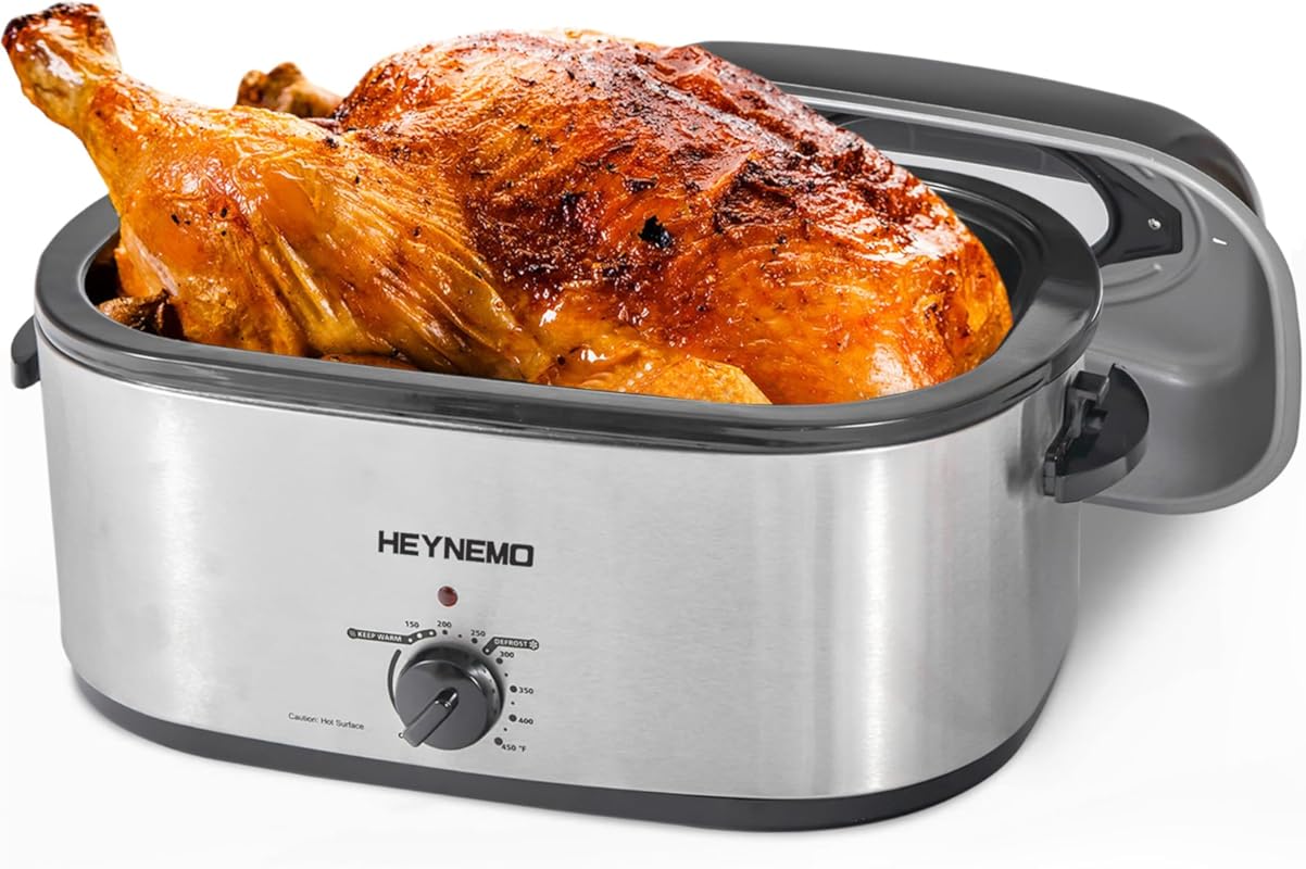 28 Quart Electric Roaster Oven, Stainless Steel with Visible Self-Bast