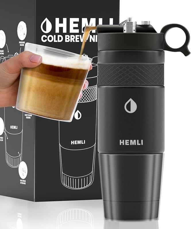 12 oz Ceramic-Lined Tritan Cup Nitro Cold Brew Coffee Maker with Press