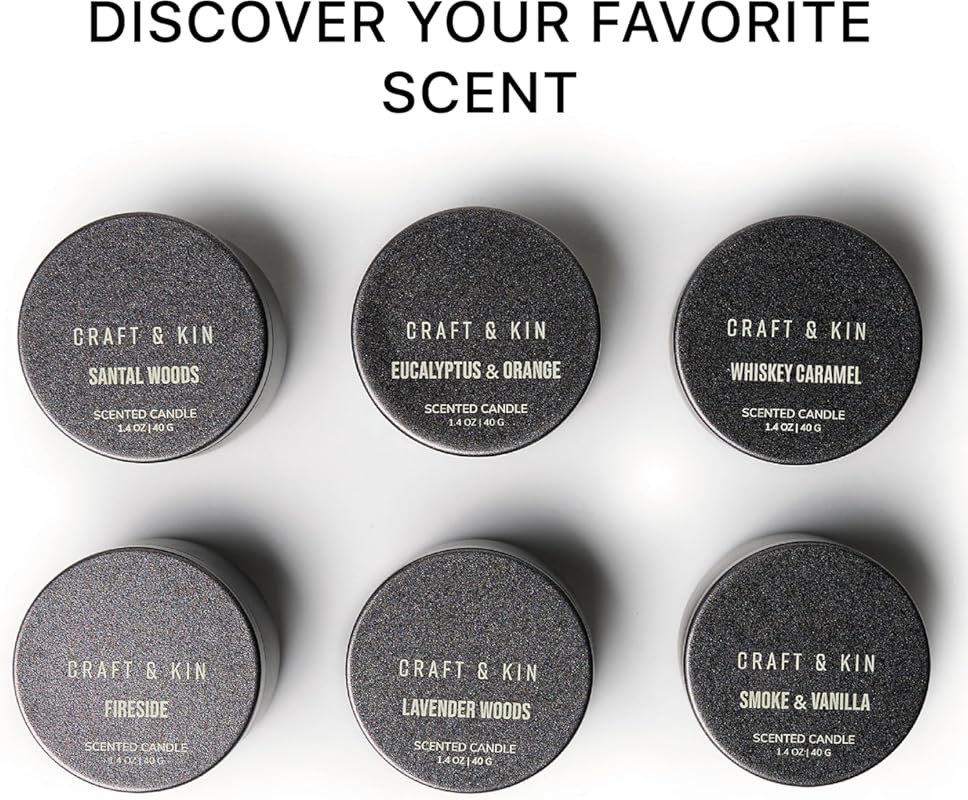 Craft & Kin Luxury Scented Votive Candle Gift Set, 6-Pack Assorted Sce