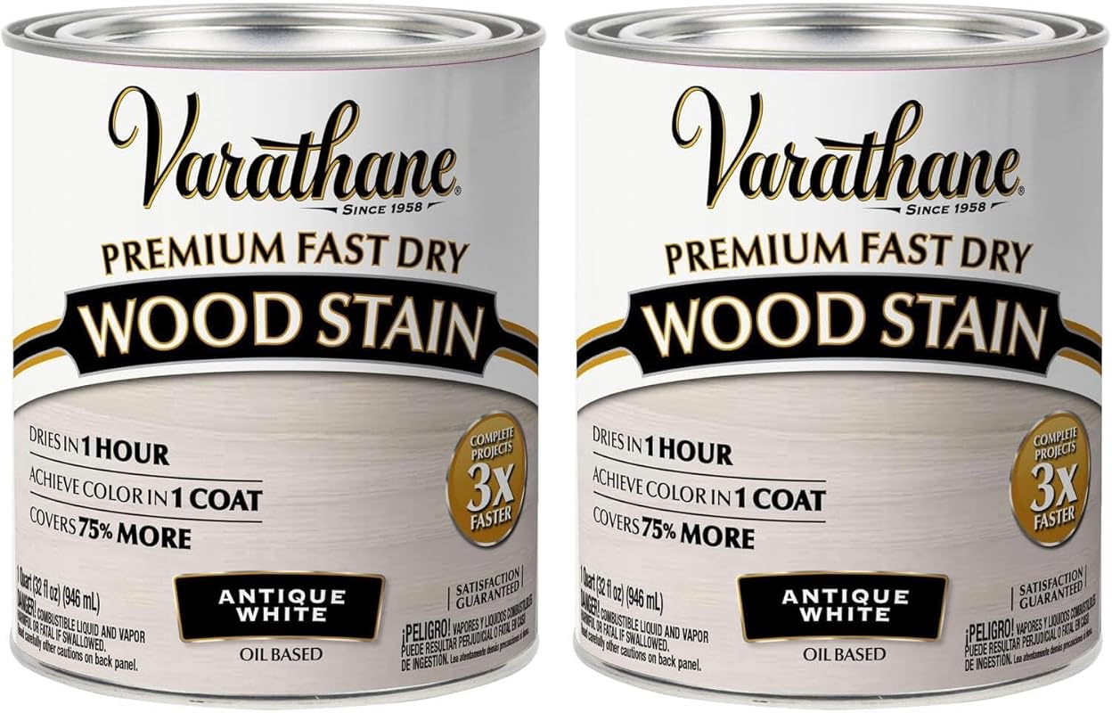 Varathane 297424 Premium Fast Dry Wood Stain, Antique White, Quart (2-