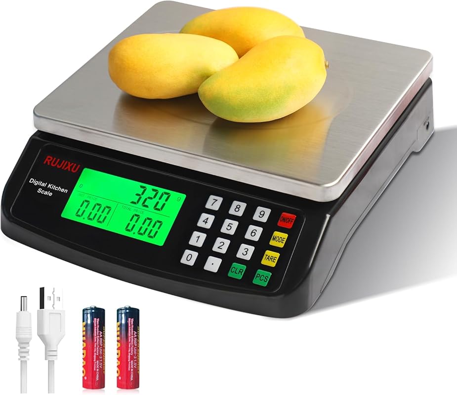 Large Digital Commercial Food Scale 30kg/66lb Black, Price Computing &