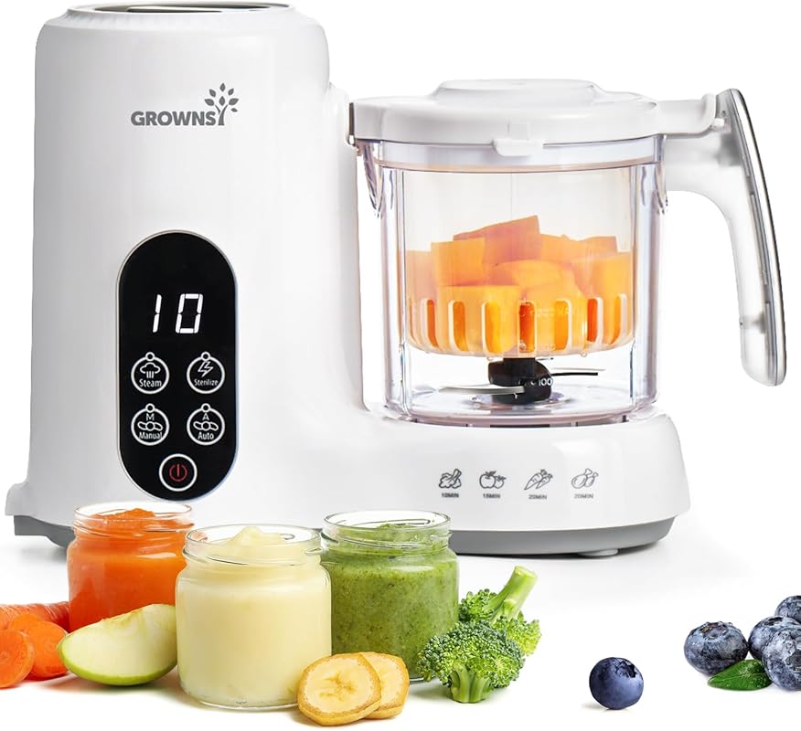 Grownsy Baby Food Maker with Steam Basket: One-Step Processor, Steamer