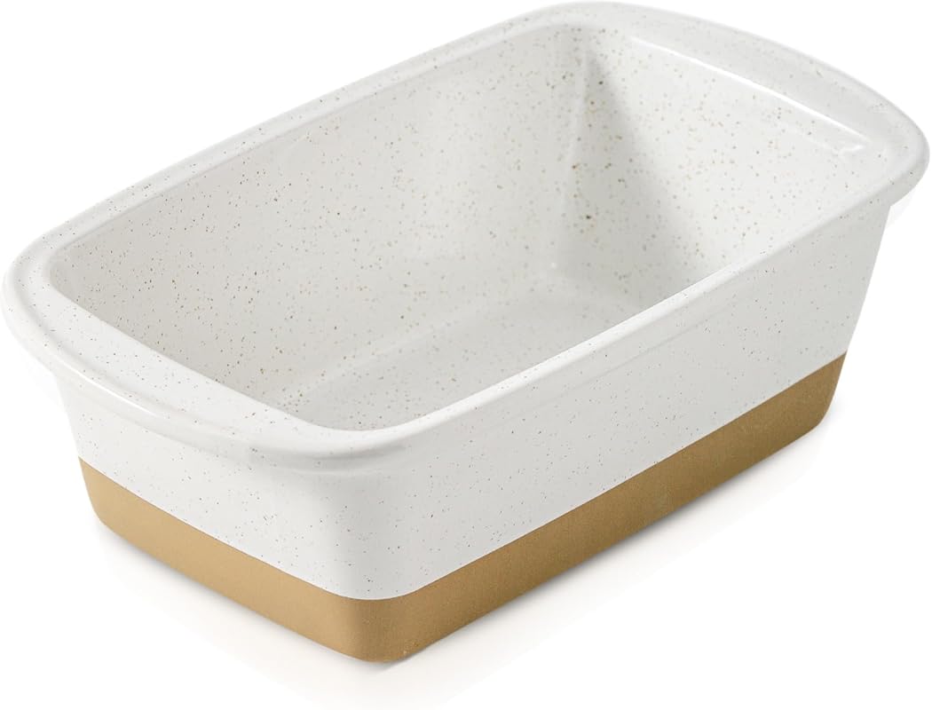 HVH Ceramic 9x5 inch Loaf Pan for Baking Bread, Rectangular Farmhouse 