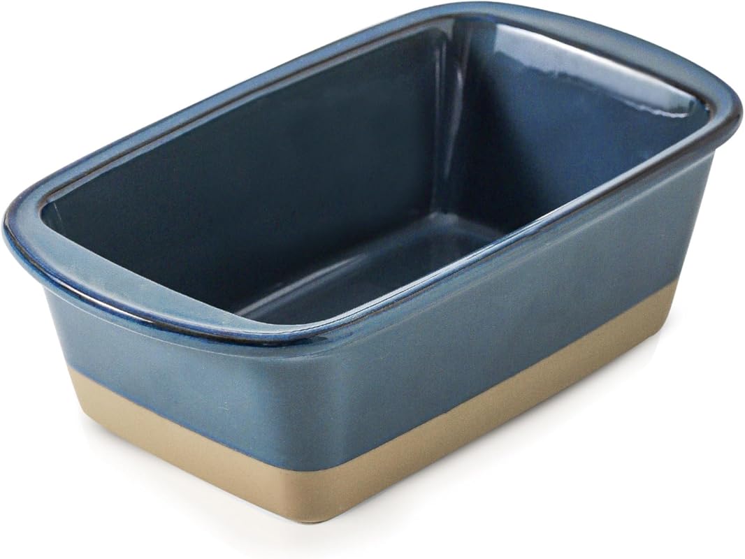 HVH Ceramic 9x5 inch Loaf Pan for Baking Bread, Rectangular Farmhouse 