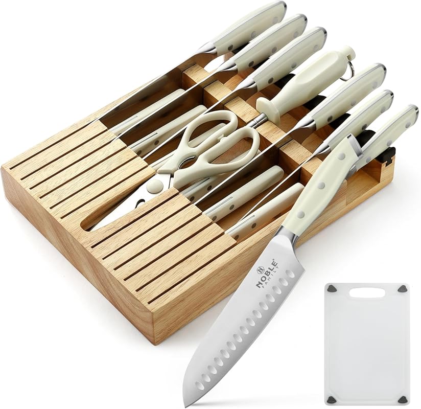 16-Piece In-Drawer Kitchen Knife Set with Wooden Block, Sharp Stainles