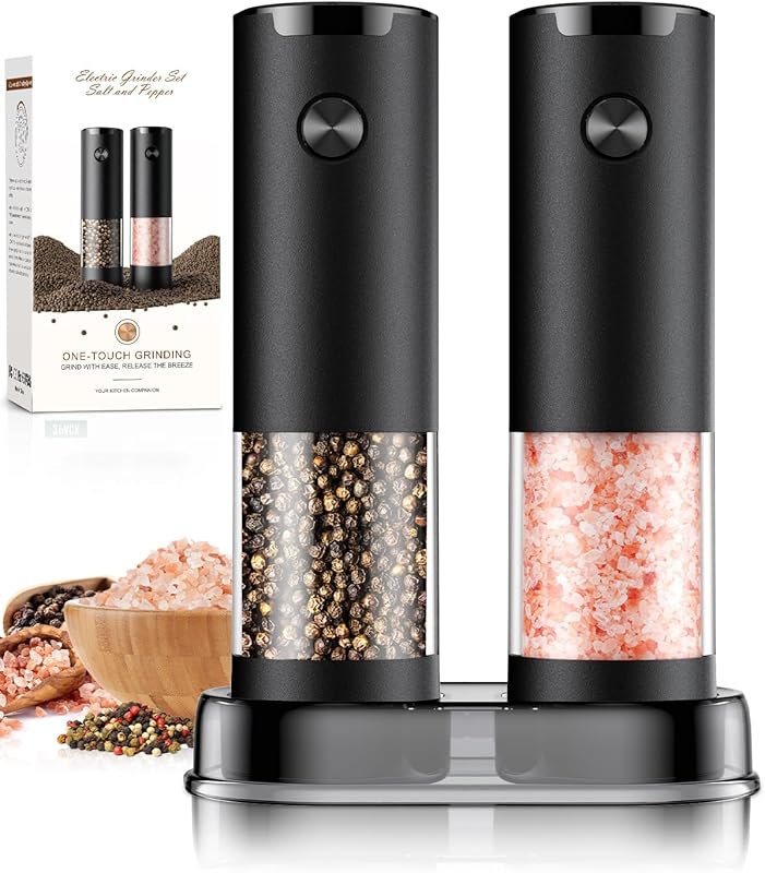 Automatic Electric Salt & Pepper Grinder Set, Large Capacity, Battery 